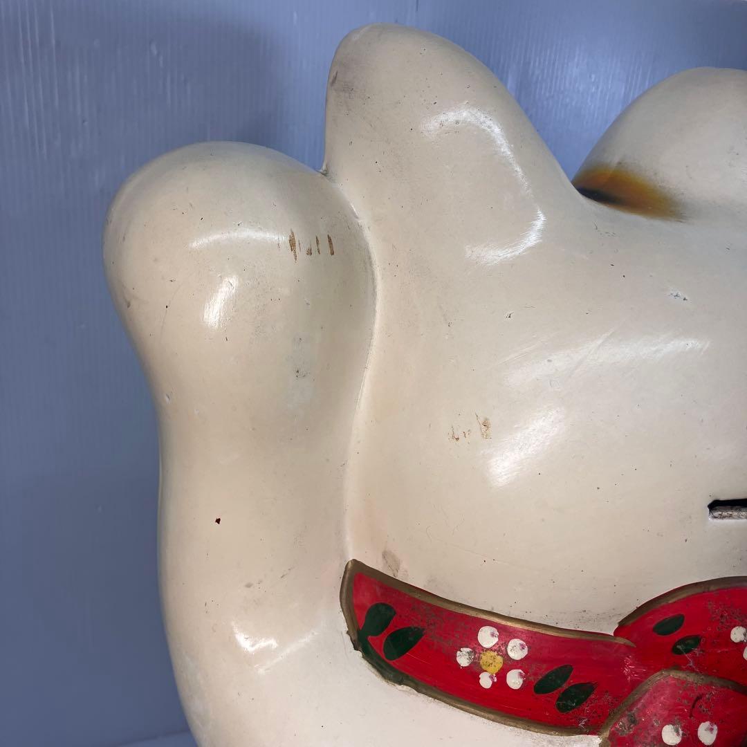 【特大！】招き猫　左手　置物　開運　縁起物　千万両　昭和レトロ　インテリア