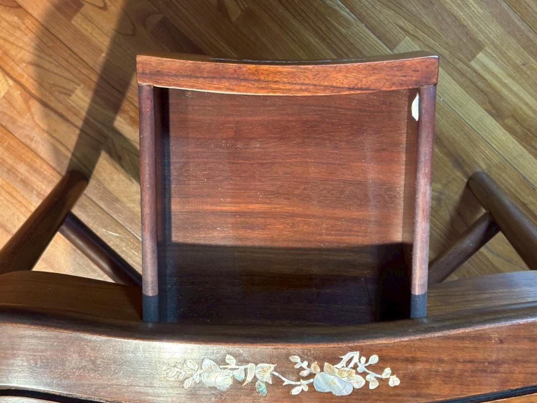 高級家具　螺細細工　花梨　中国美術　サイドテーブル　椅子　唐木　家具　木製