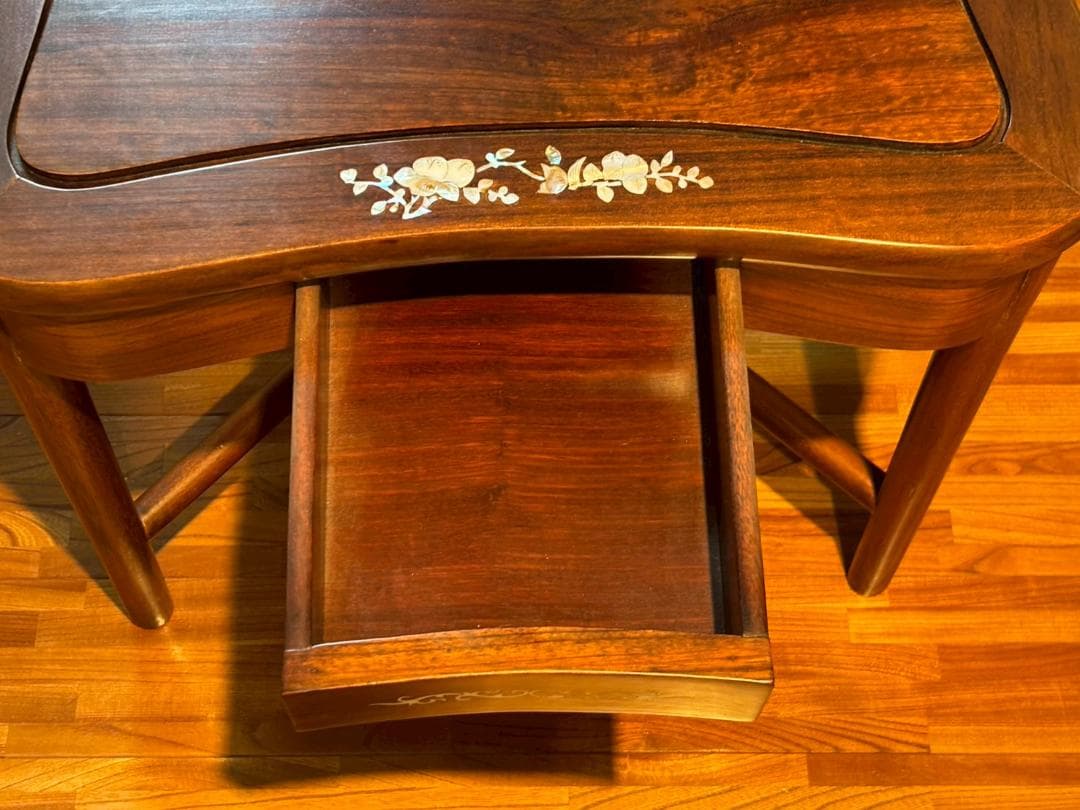 高級家具　螺細細工　花梨　中国美術　サイドテーブル　椅子　唐木　家具　木製