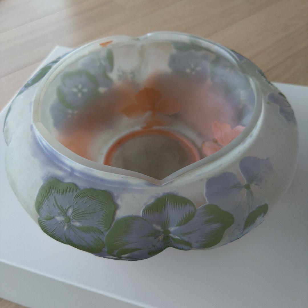 ガレ　紫陽花文平花器　エミール・ガレ　アールヌーボー　アジサイ