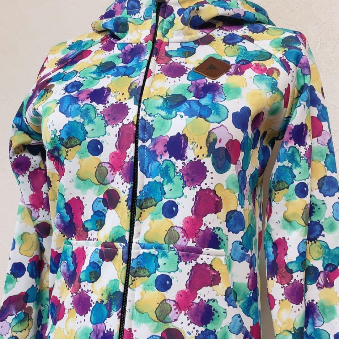 【美品】BURTON カラフル水彩柄 フルジップパーカー DRYRIDE S