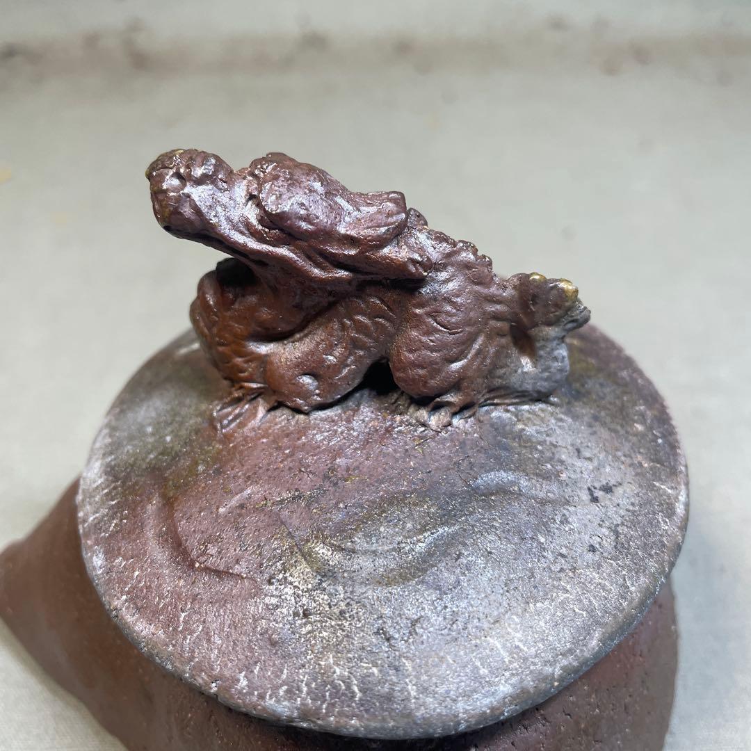 備前焼　備前手造り龍宝瓶　獅子宝瓶 在銘 ２点セット 煎茶器 急須 煎茶道具