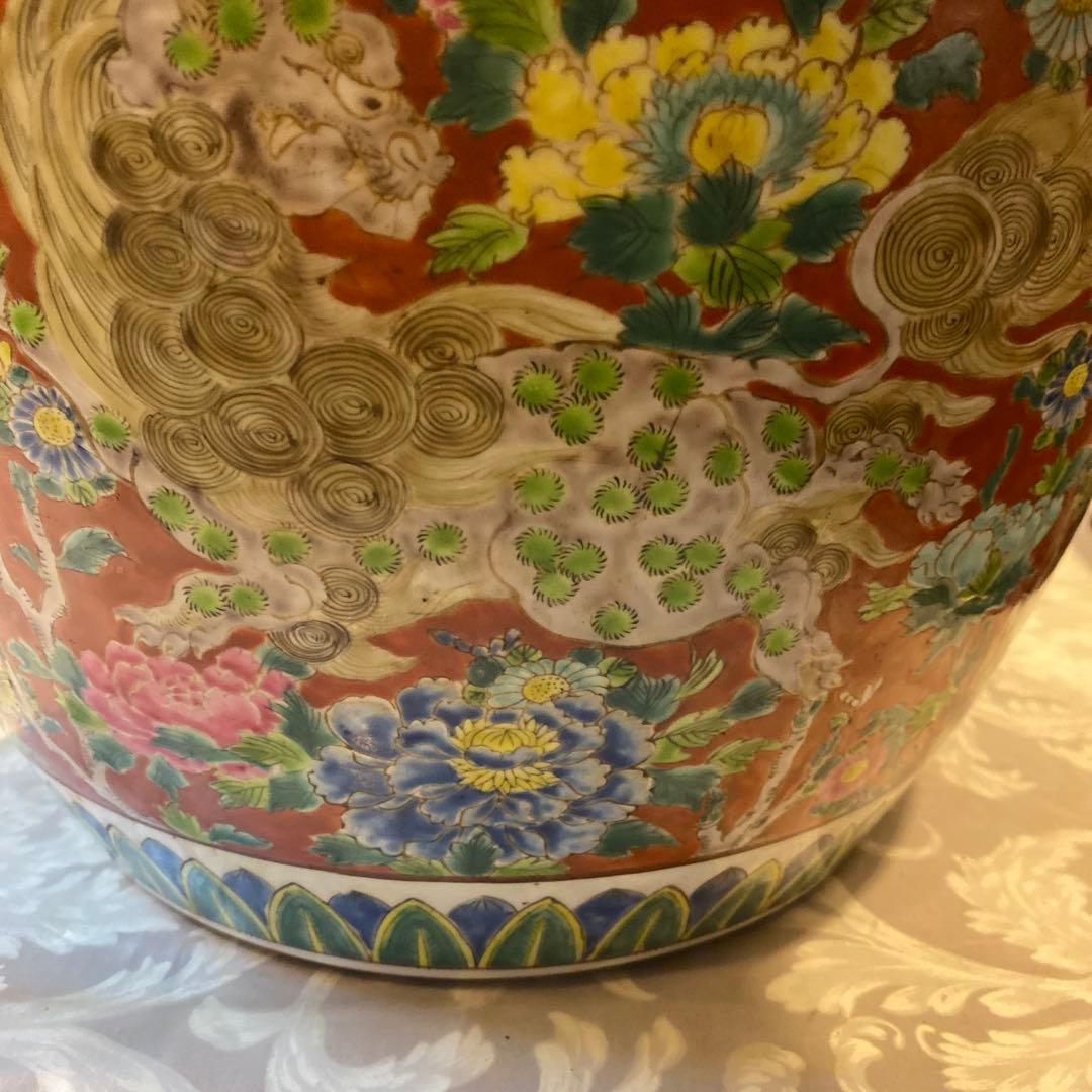 色絵唐獅子牡丹火鉢31cm37cm