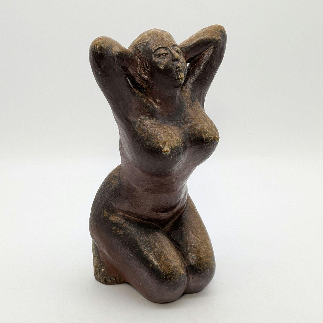 木南知加選 備前焼 裸婦像 共箱合布 置物 陶像 細工物 陶彫 オブジェクト