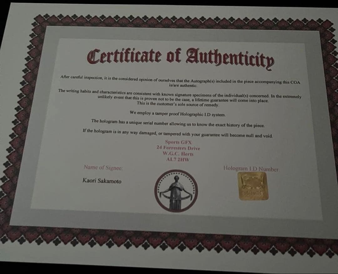 坂本花織 直筆サイン付き写真 女子フィギュアスケート 証明書付き 1枚⑥