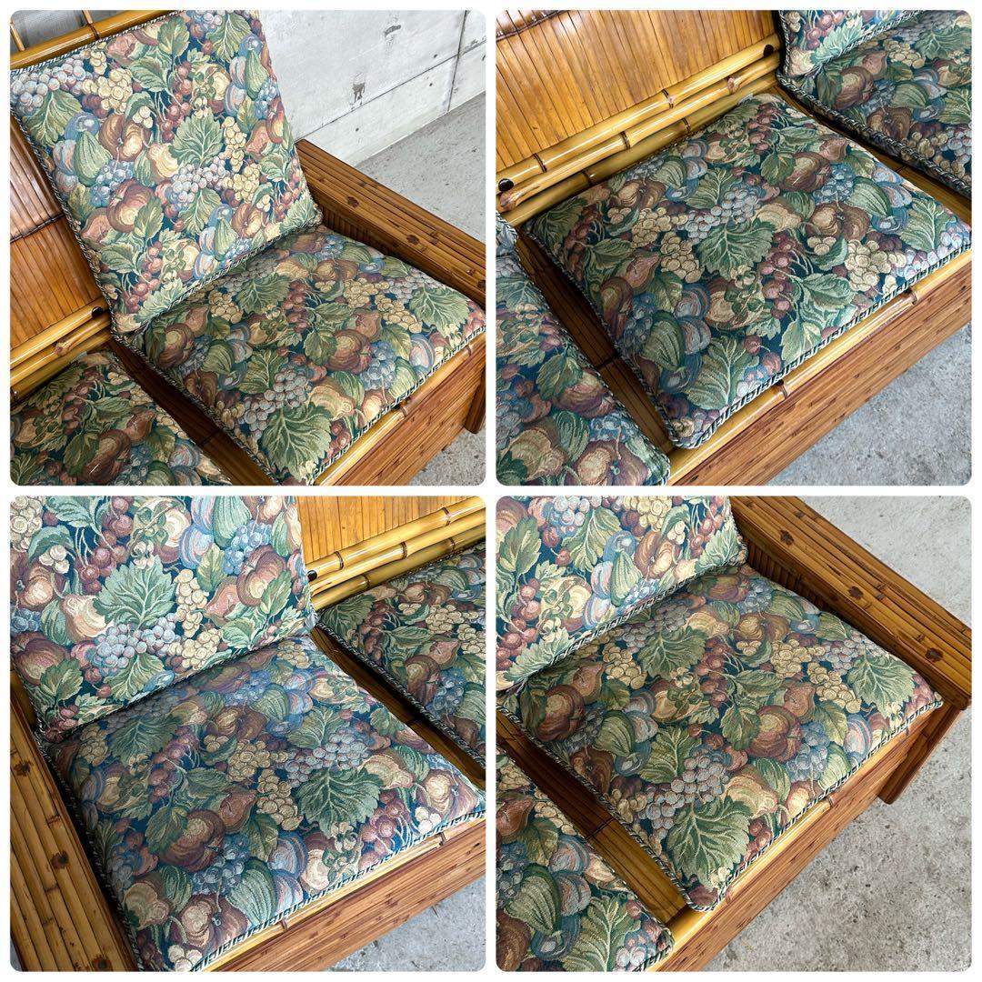 ✿伝統工芸✿ 和風竹家具 “梅里竹芸” 3人掛けソファ アジアン家具　長椅子