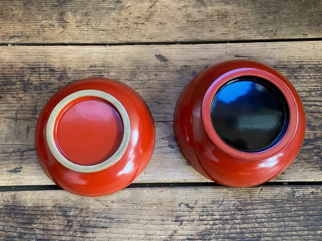 いろはにほへと 輪島塗 金縁 煮物椀 5客 / 朱漆 漆器椀 懐石椀