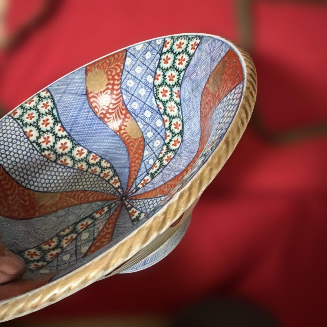 古美術　骨董品　江戸中期　菊割花地紋祥瑞五良大甫　造時代箱(元緑七年鑑定箱書)