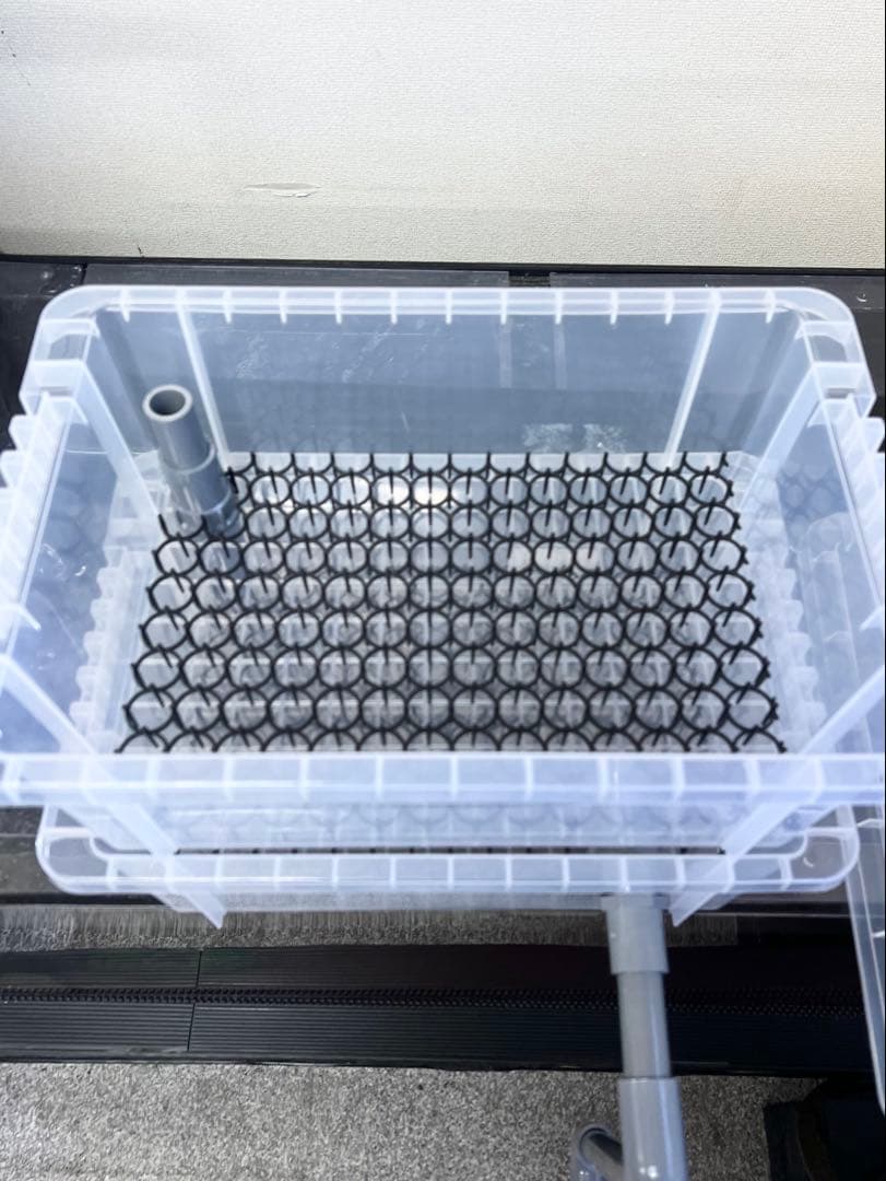 自作 濾過装置 3段ボックス クリア 濾過層 濾過器 金魚 メダカ 1,500L