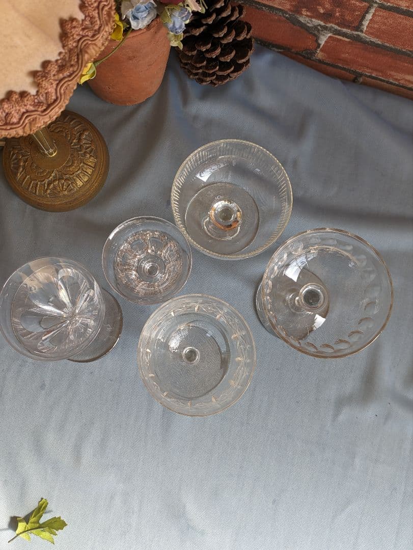 イギリスアンティーク　1910〜1930年代 アンティークグラス　5個セット
