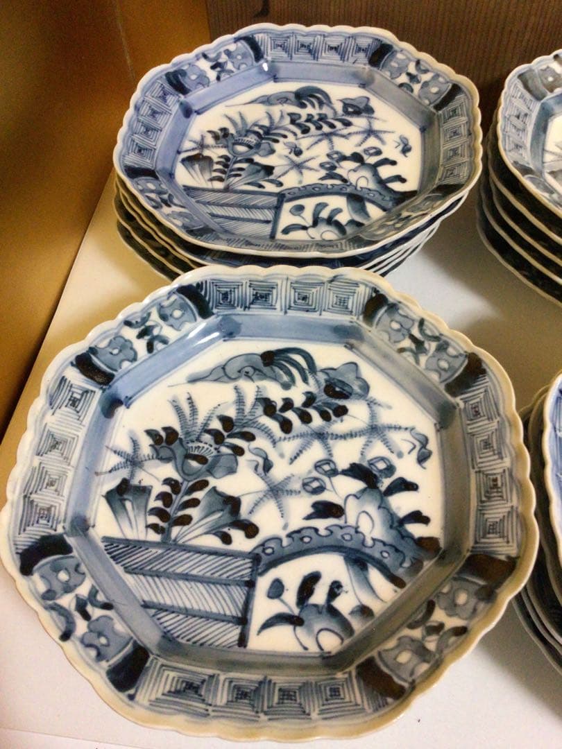 染付 盛出皿20客セット 木箱付き