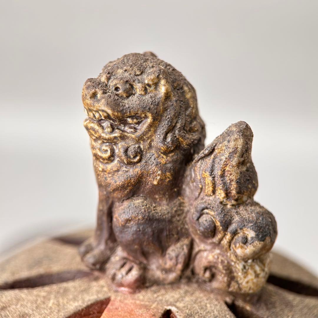 A057時代物　藤原陶斎 造　備前焼　龍鶏細工 香炉　茶道具　古美術品