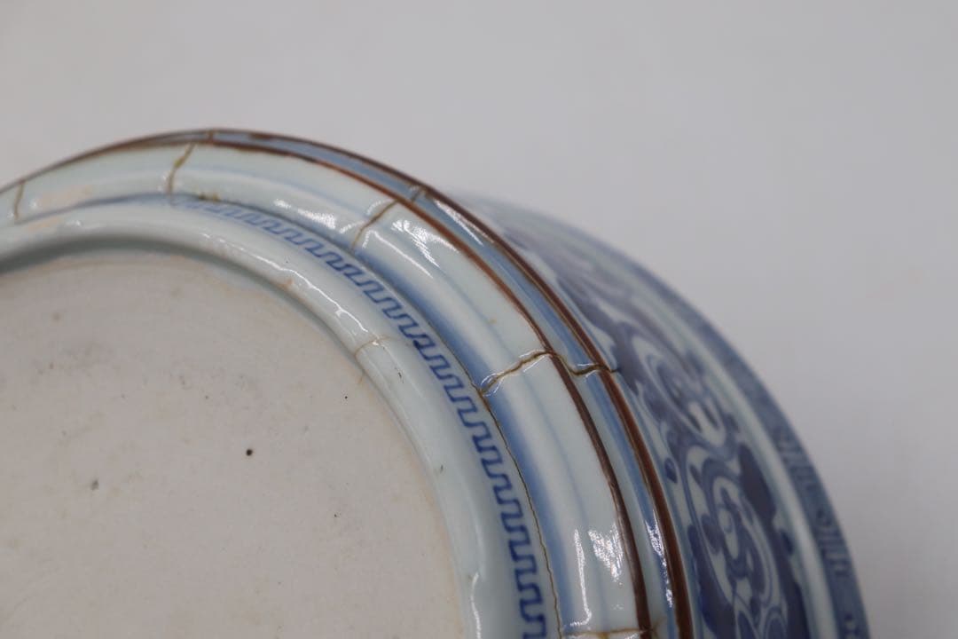 江戸　伊万里　染付　鶴紋大鉢　送料込み1121