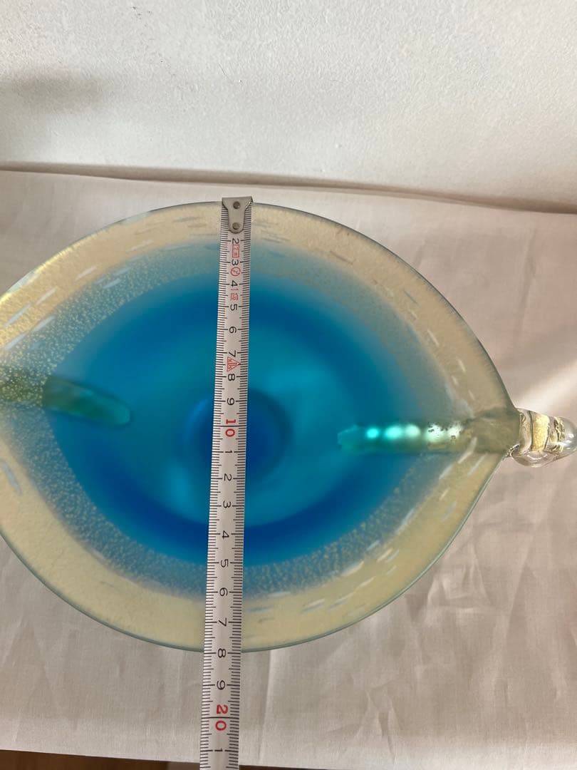 き*ば様 ガラス工芸 黒木国昭 金彩 オーシャンブルー 花器 鉢 器 硝子【CK