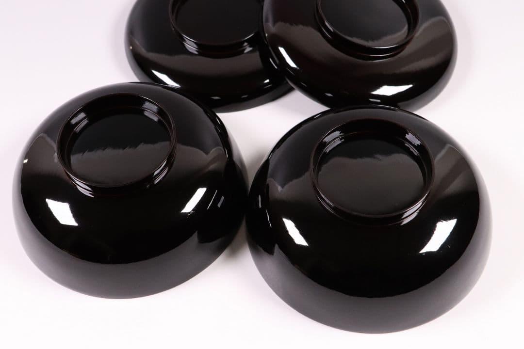 CL63 加賀蒔絵 月に雁 金蒔絵 黒塗煮物椀 二客 木製漆器 梨地 鳥 芦