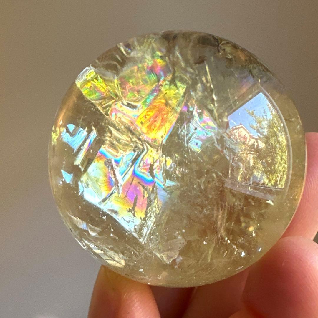 シトリン　虹　スフィア　4.0㎝　レインボーシトリン　Citrine