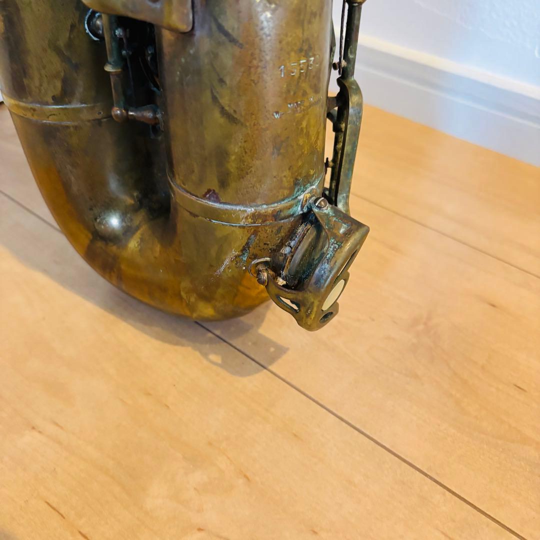 西ドイツ製 Vintage Tenor Sax 彫刻 真鍮 生地仕上げ 即日発送