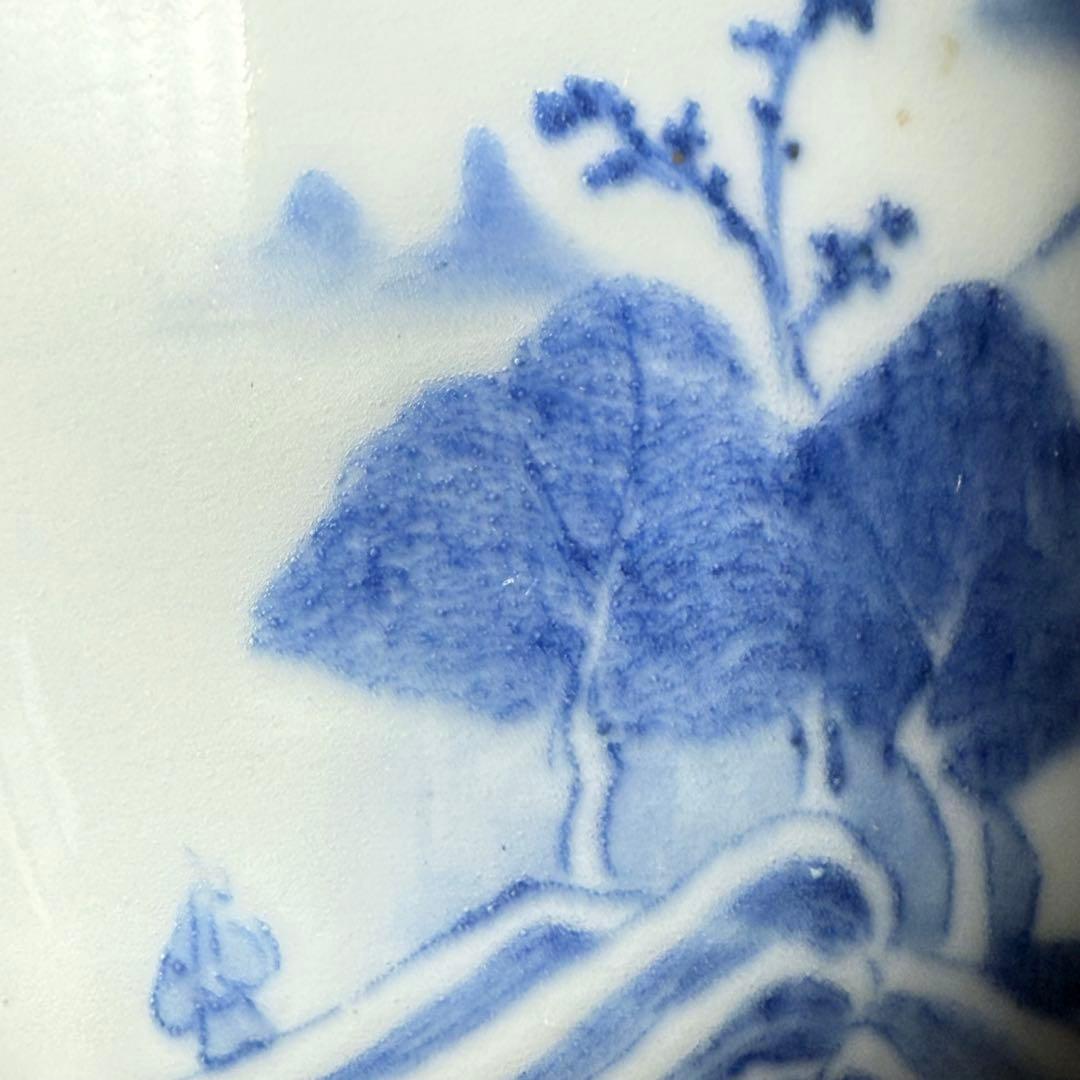 後期鍋島　染付風景画向付　三点　緻密な絵付　汲み出し　湯呑み　幕末〜明治期