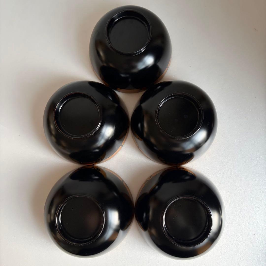 木製漆器　金蒔絵吸物椀五客　お椀　蓋付き椀　雑煮椀　お雑煮椀