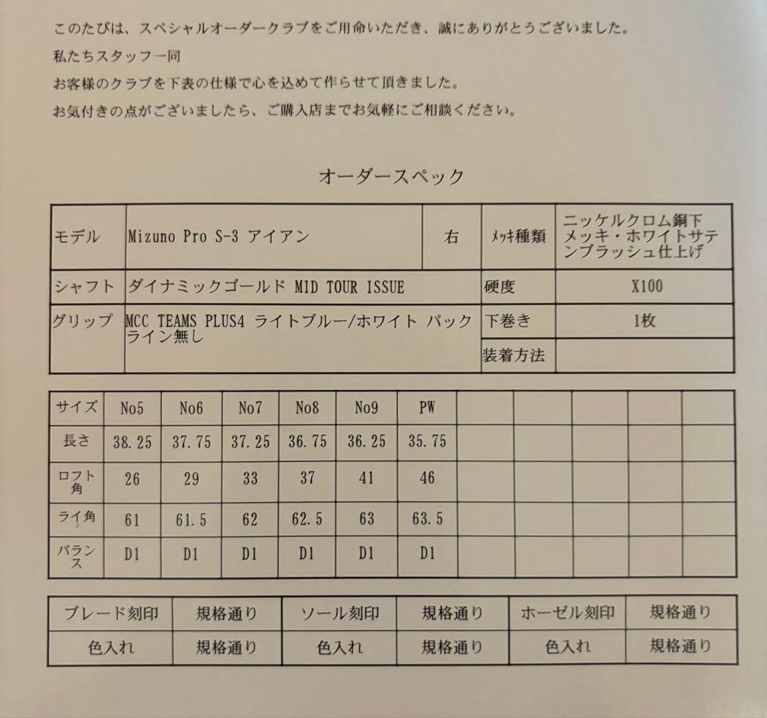 MizunoPro S-3 アイアンセット ⭐️DG MID Tour Issue