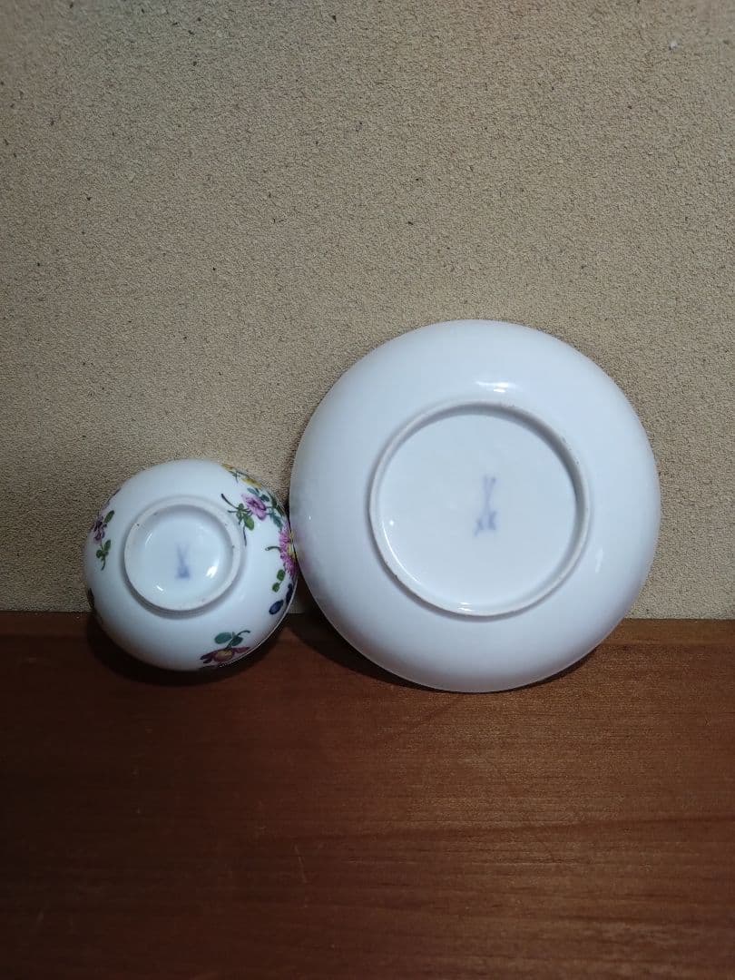 18世紀 オールドマイセン 色絵 花紋 カップ＆ソーサー 音色抜群