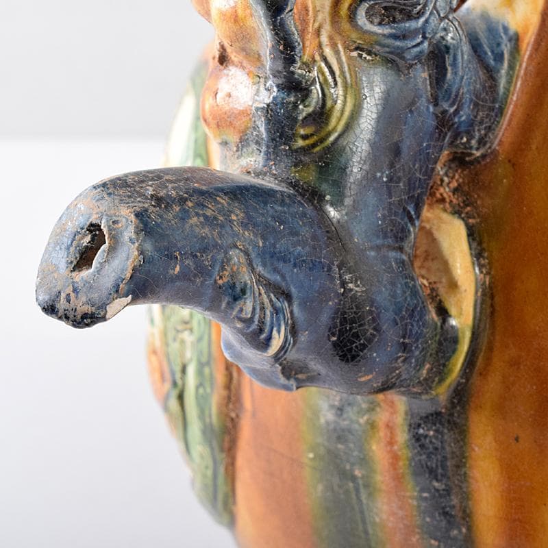 中国　唐三彩　獅子取手　獅子口　執壷　水注　V　R8340B