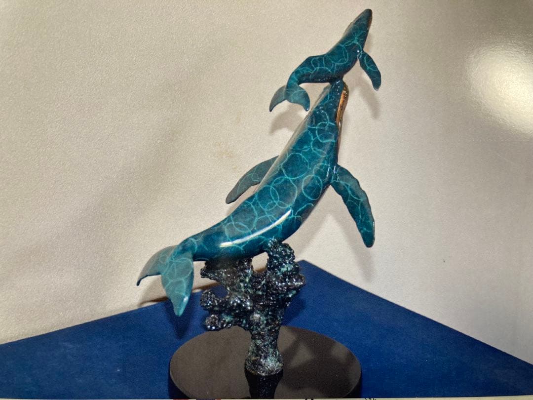 【美品・作品保証書有り】クリスチャン・リース・ラッセン　クジラの彫刻