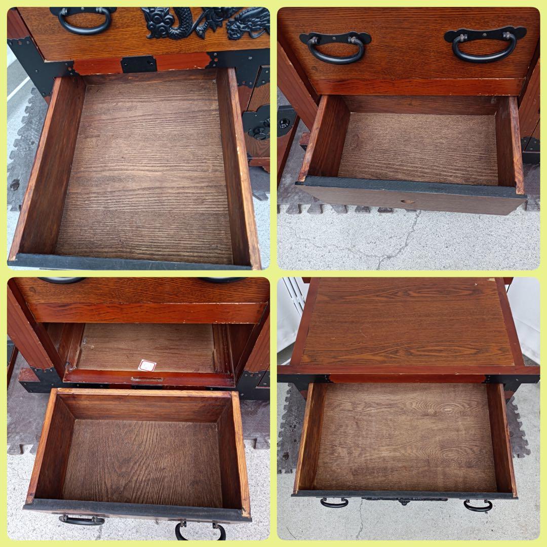 八6428【送料込み】民芸調家具　レトロ 和箪笥 からくり箪笥