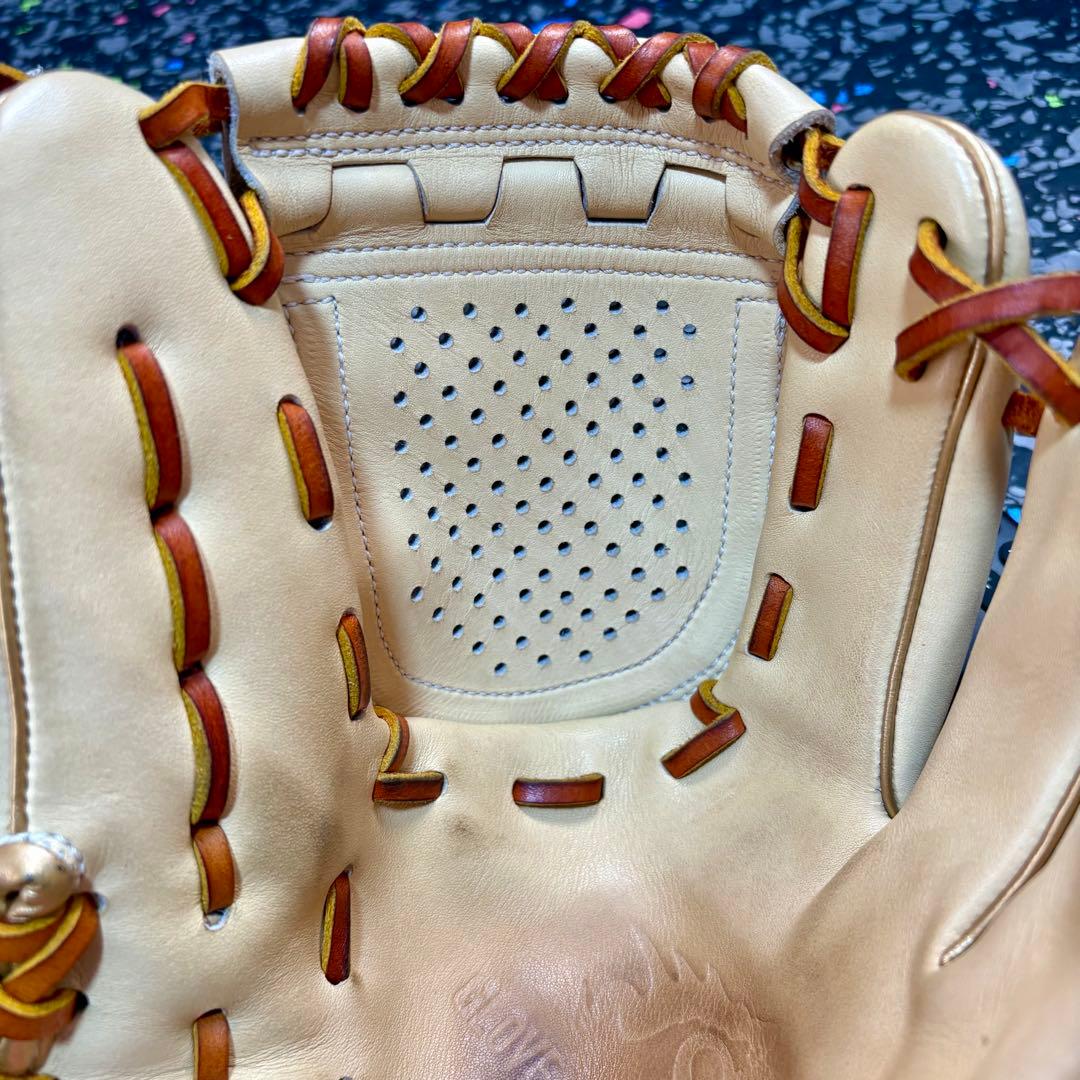 RYUリュウ 軟式硬式兼用 グローブ クリーム 内野用 内野手用 ゴールドヘリ革