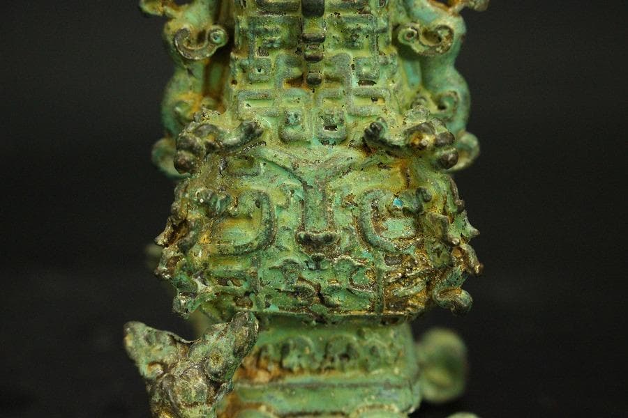 中国美術 青銅 豆 蓋瓶 高9.6cm(HA521)