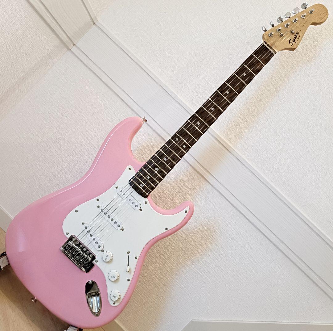 【メンテ済】Squier ストラトキャスター エレキギター 本体 ピンク