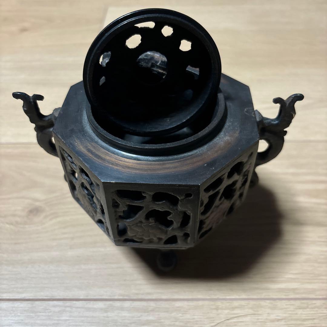 中国 古銅 香炉 古玩 銘有獅子蓋付き香炉　底部に記念款「大明宣徳年製」