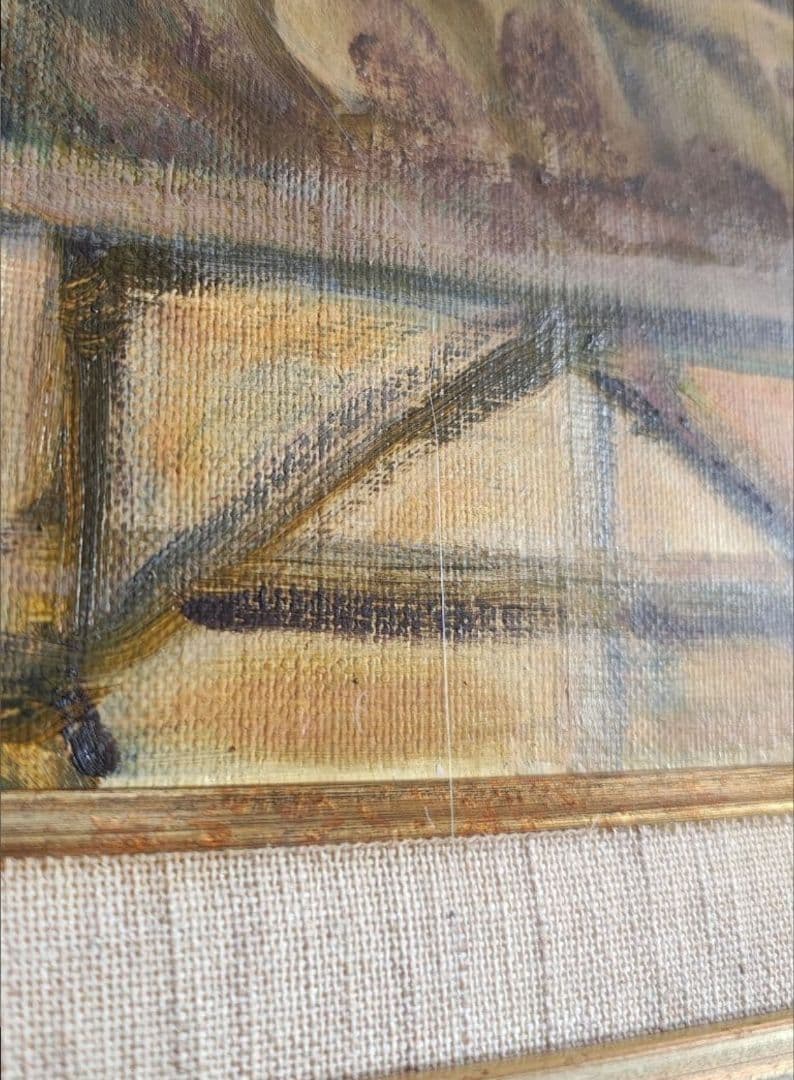 【大型 F15号】油彩額縁 アクリル板仕様 アンティーク調 紫×金 キャンバス付