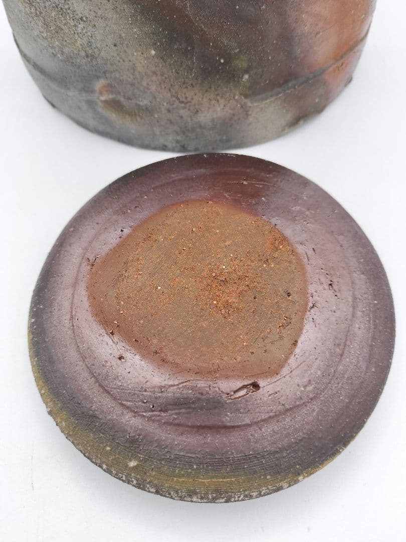 c663 水指 備前 耳付 日本工芸会 柴岡紘一 木箱 茶道具 古物