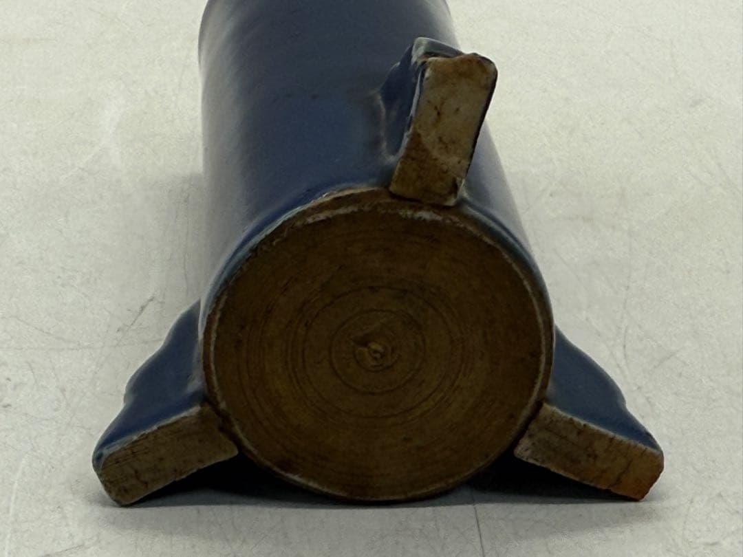 瑠璃釉　香筒　足付　霽藍　茶道具　送料込み251027