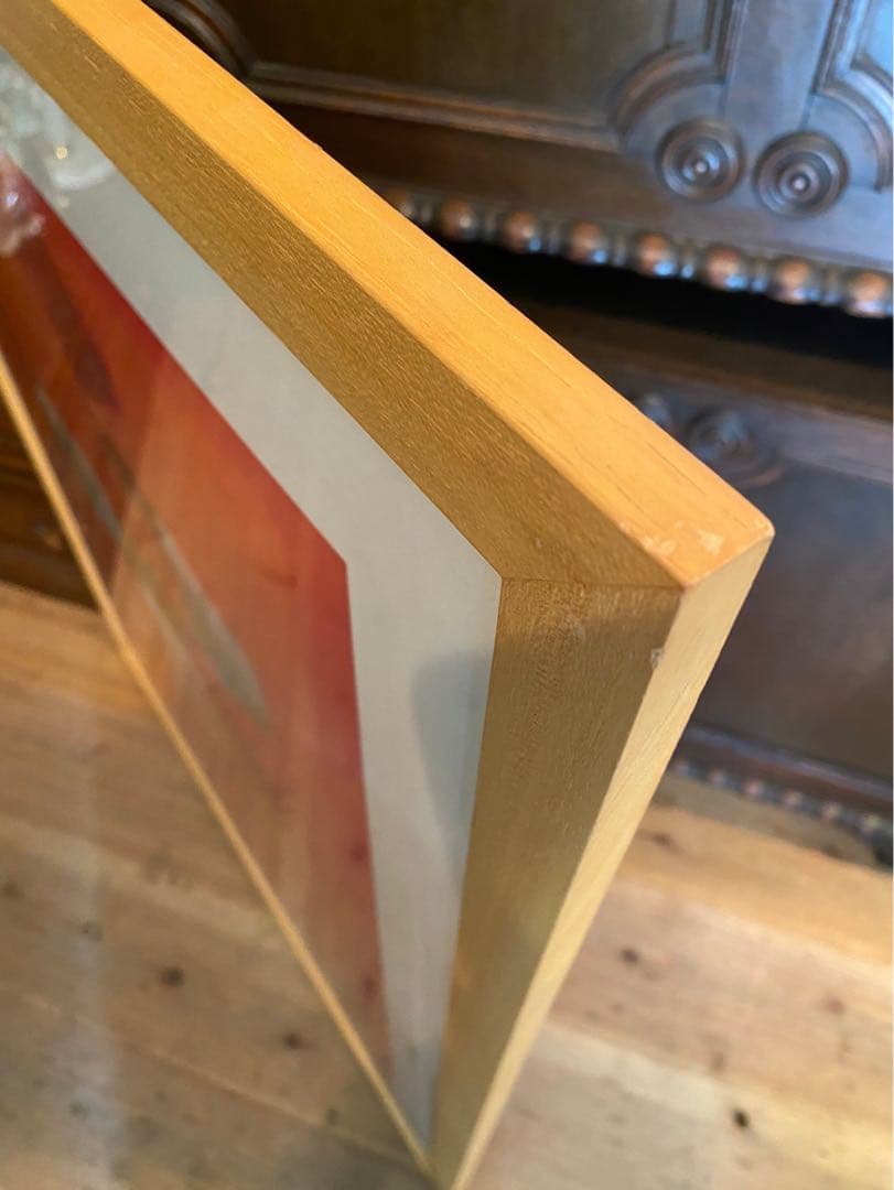 シルビア 花 薔薇 花瓶 バンケット オレンジ背景 額縁 アート