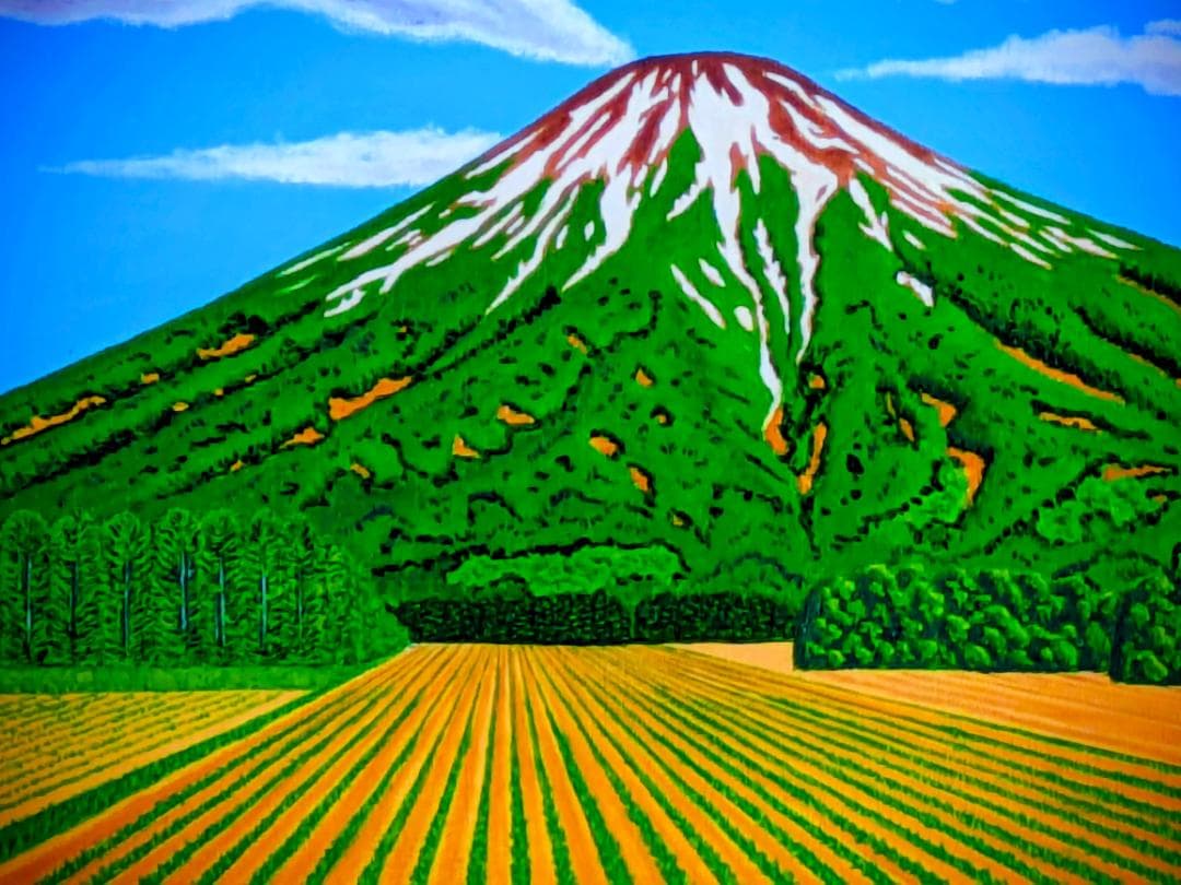 ★早春の羊蹄山・肉筆油彩画・F6キャンバス