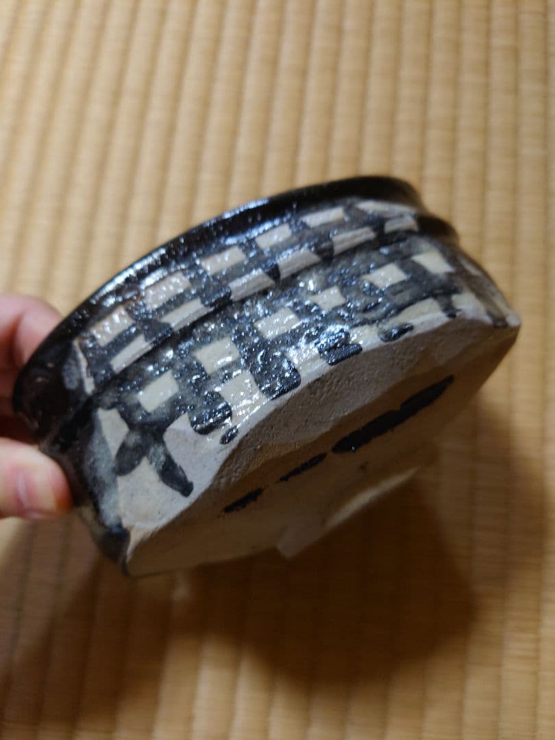 山崎正道作　黒織部茶碗　茶道具　茶碗　織部焼
