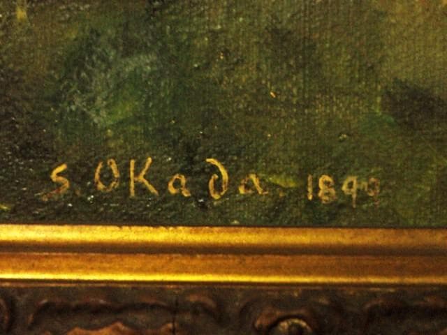 れ*様 骨董画／大作★岡田三郎助【巴里近郊／１８９９年作】油彩F２５号／肉筆画