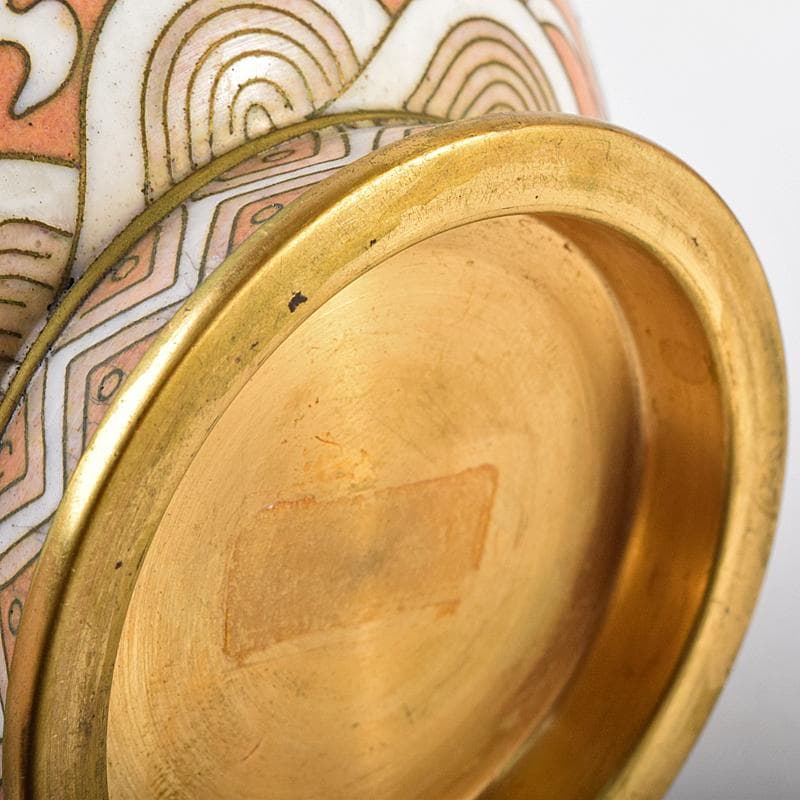 中国　景泰藍　古七宝琺瑯彩　雲竜文　蕾口瓶　共箱　D　R7822