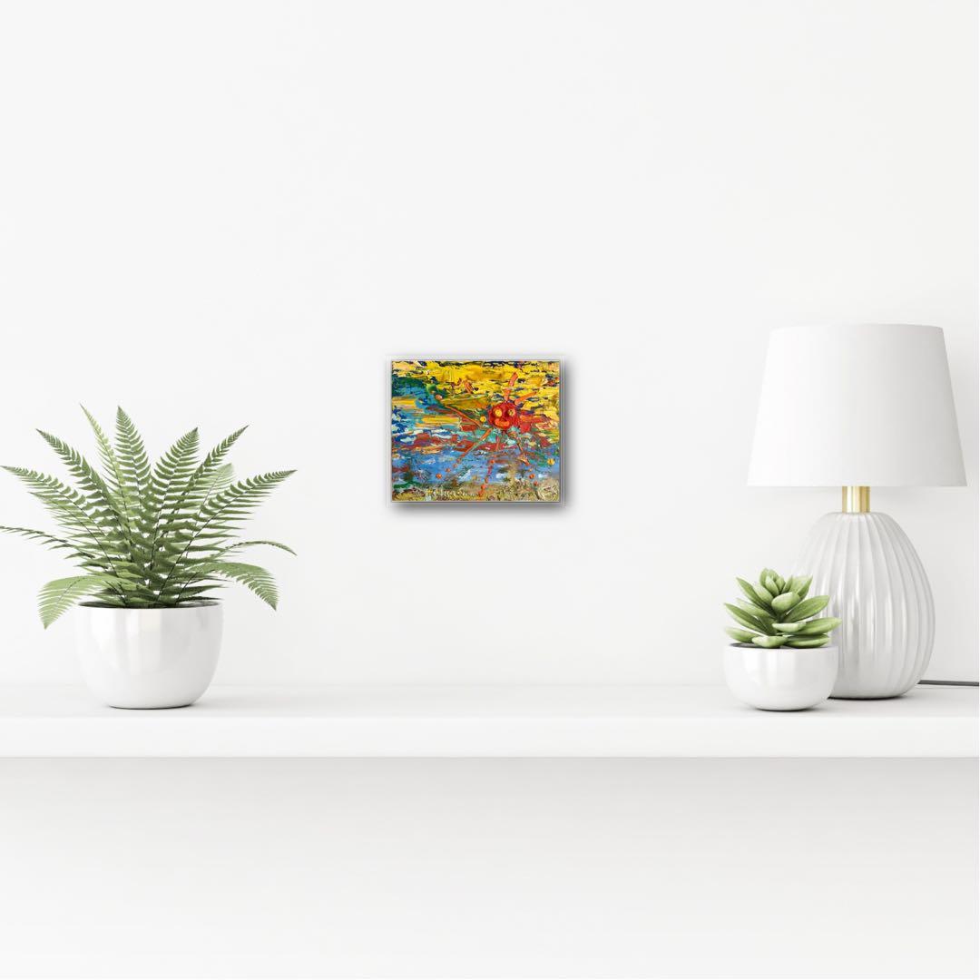 太陽 絵　絵画　原画　油絵　可愛い　油彩画　雑貨　モダン　アート　インテリア