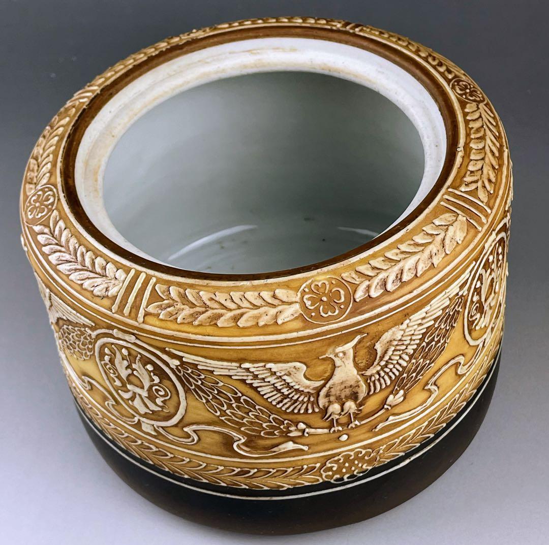 【希少】オールドノリタケ ヒュミドール 葉巻入れ 鷹 鷲 イーグル紋 盛上げ