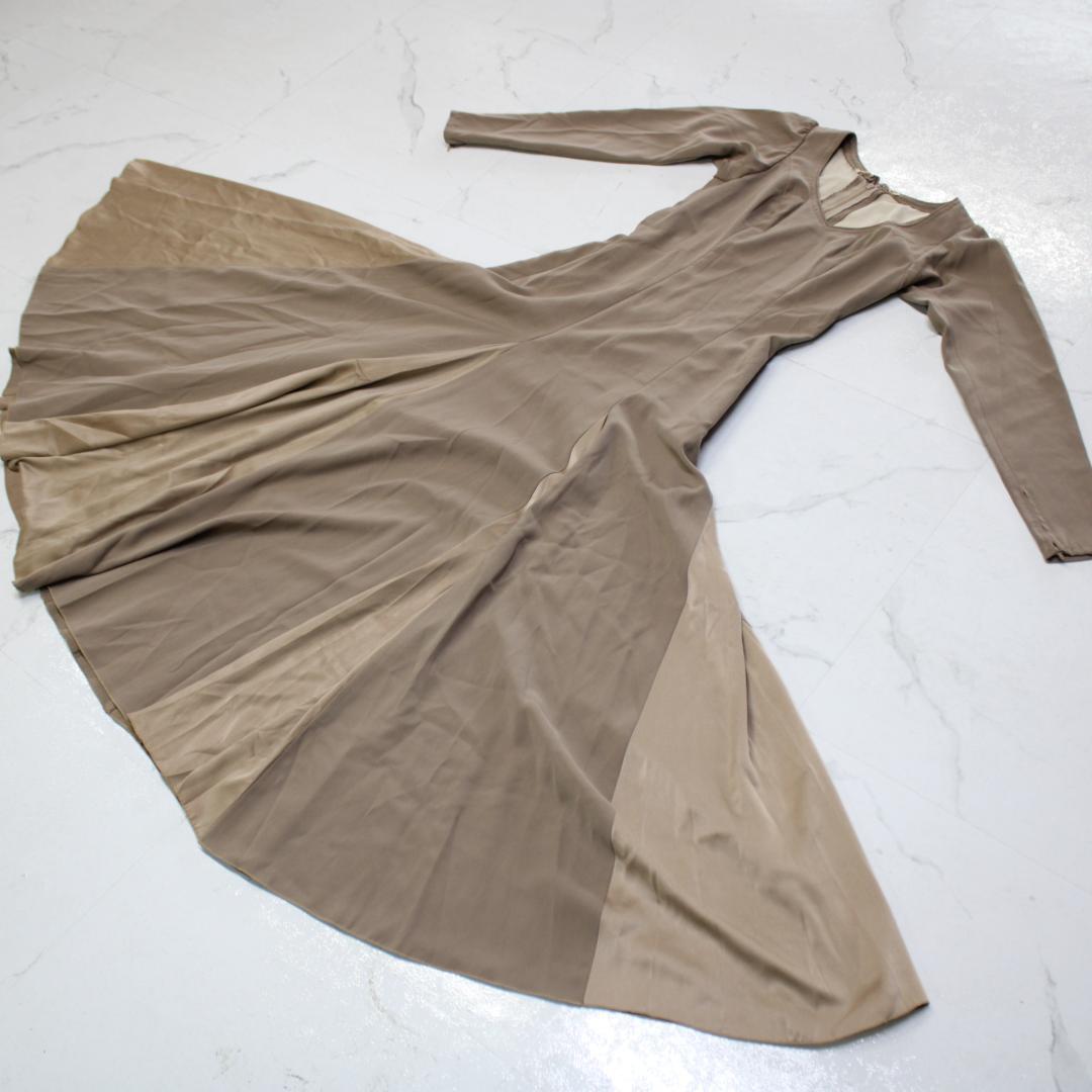 【美品 フラメンコ衣装】ブラウン ワンピース ドレス 無地 シンプル スウェード