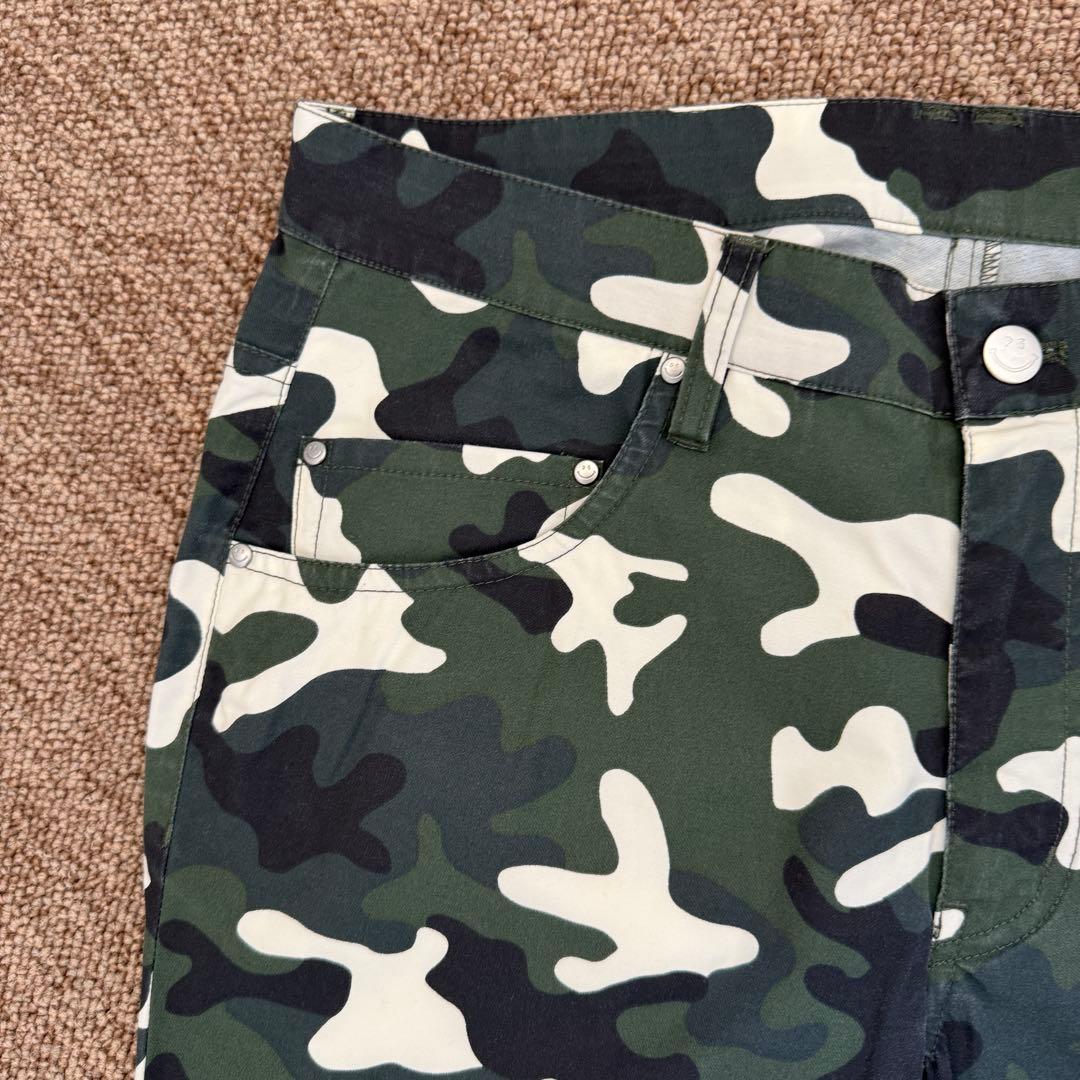 極美品　パーリーゲイツ　パンツ　迷彩　カモ柄　M〜L相当　アーミー　4 白　黒
