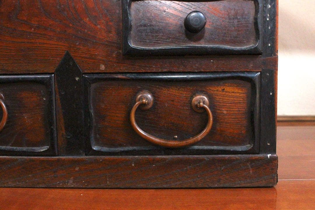 M*u様 No4524 時代　欅材　黒柿　関西火鉢　横73×縦49cm 引出し付