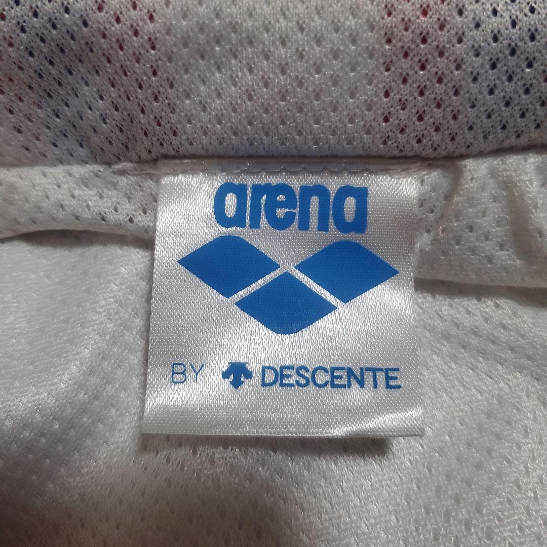 【希少】arena　フード付ナイロンジャケット　デサント製　M　テープロゴ