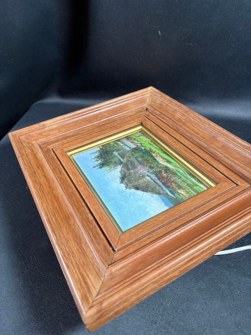 C082 林喜市郎 油彩画『早春』 サイン・裏書き有