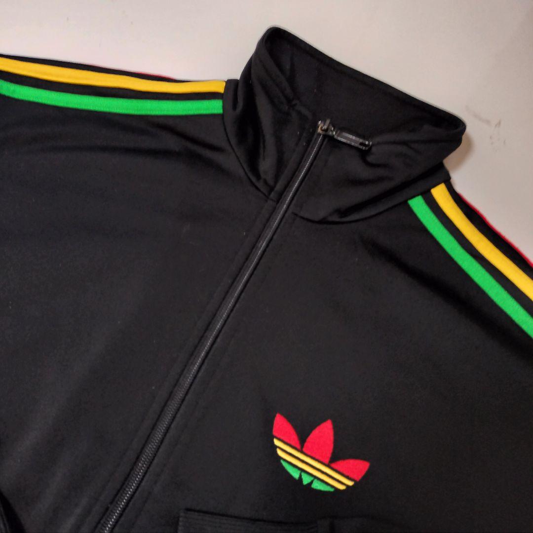 ★人気　アディダス　ジャージ　トラックジャケット　刺繍ロゴ　ラスタカラー　M
