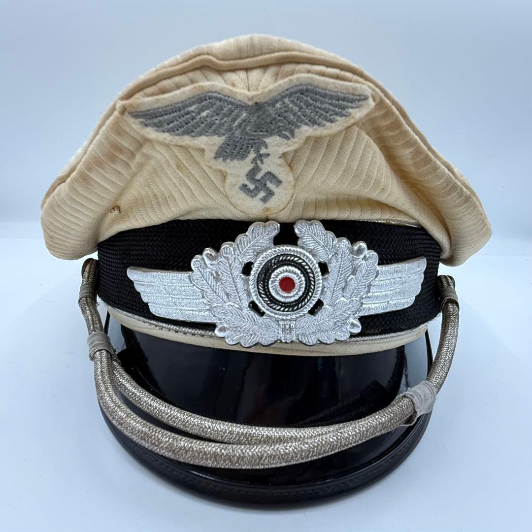 ⭐️希少⭐️ ドイツ空軍 士官用制帽 鷲章 58 白地 ヴィンテージ 軍物