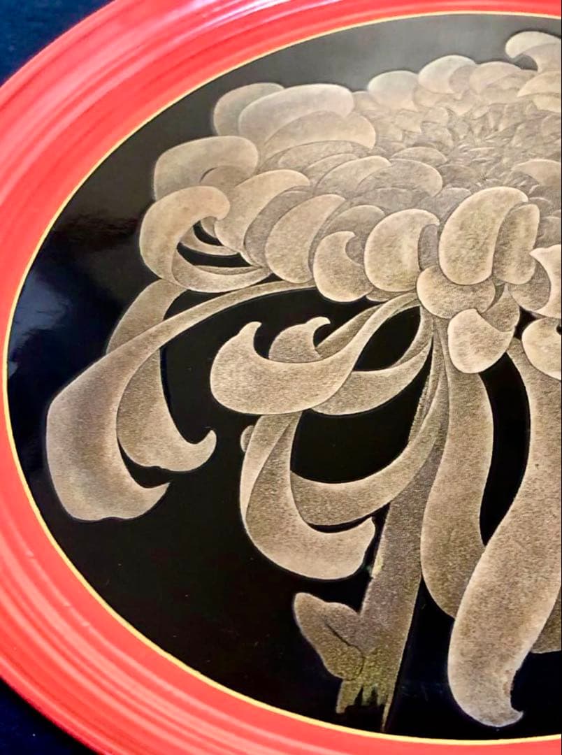 「祖」菊花 蒔絵 菓子皿10客 横越 自入 共箱 (122A②)